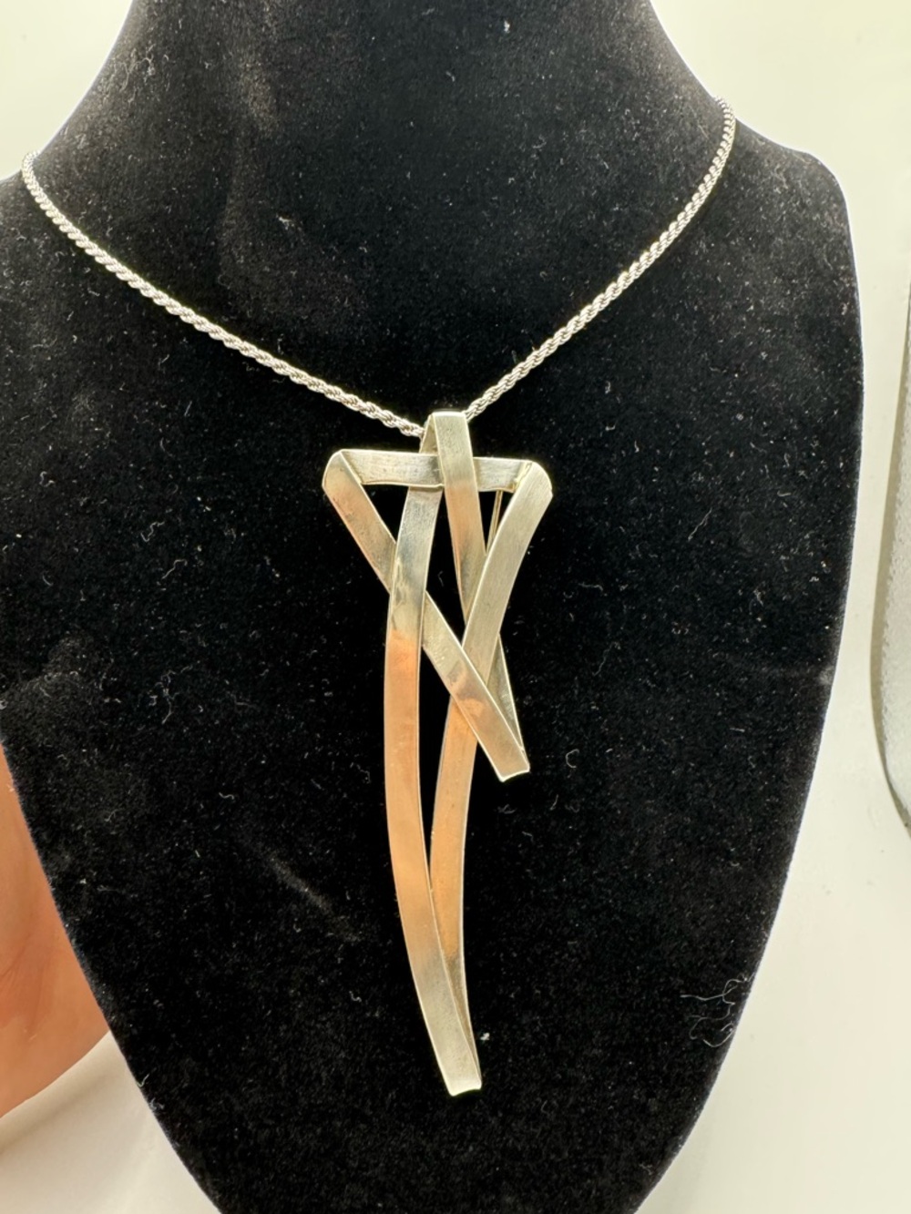 Modern Silver Abstract Pendant Necklace - 925 Sterling Silver